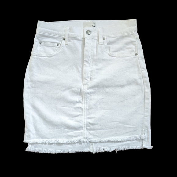 Aritzia Wilfred Free Tanit Skirt White Denim Mini Skirt Frayed Hem size S small - Picture 2 of 10